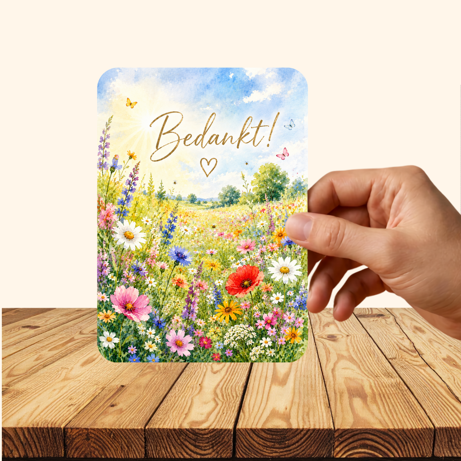 Bedankkaartje met bloemen – Bloemenveld van Crea by Leah