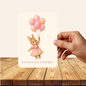 Felicitatiekaart Konijn Bos Ballonnen