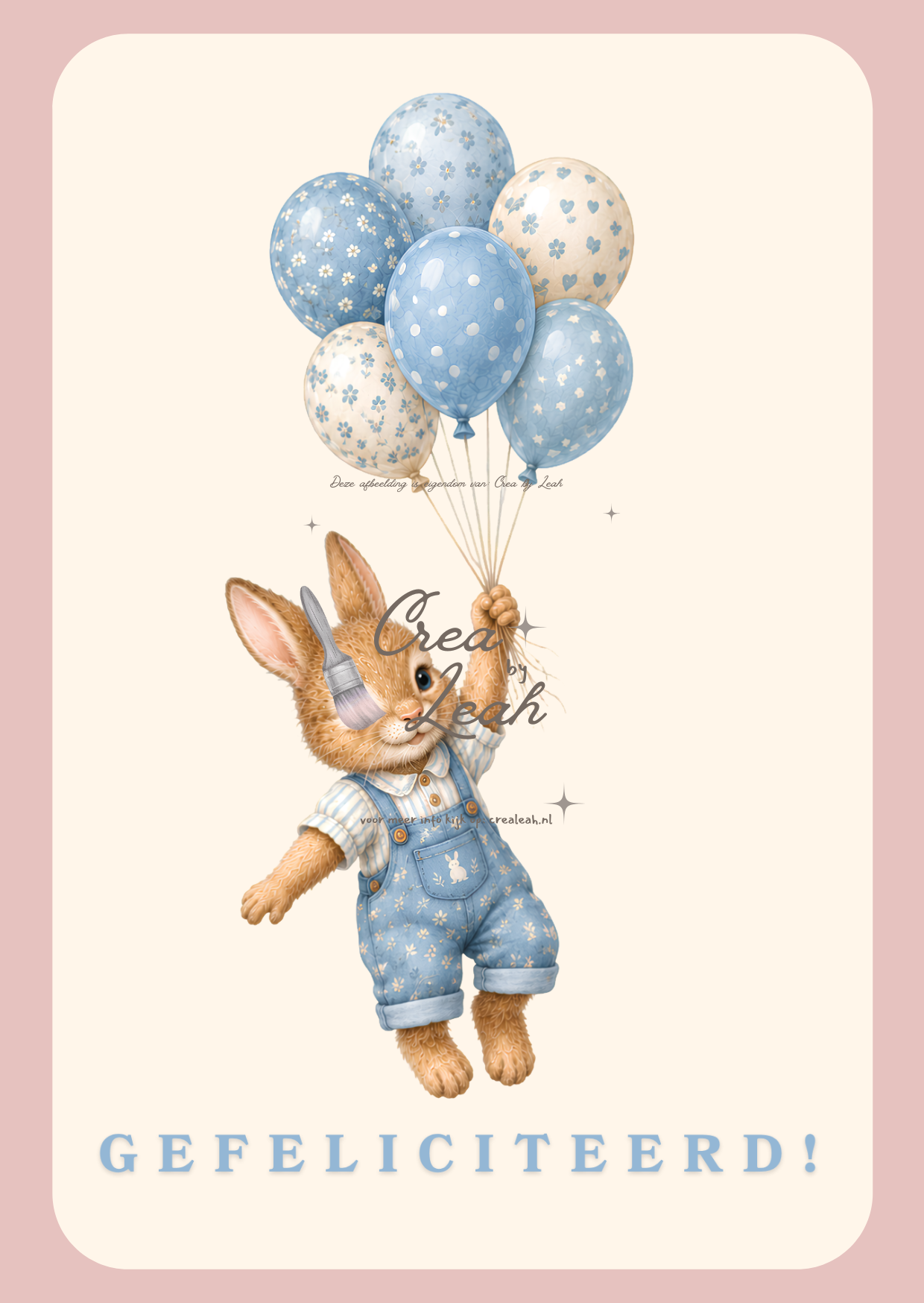 Felicitatiekaart Konijn Bos Ballonnen Jongen - Afbeelding 2