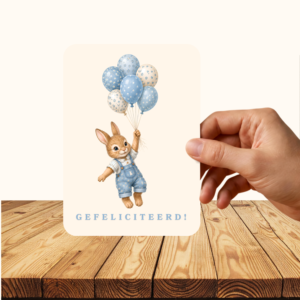 Felicitatiekaart Konijn Bos Ballonnen Jongen